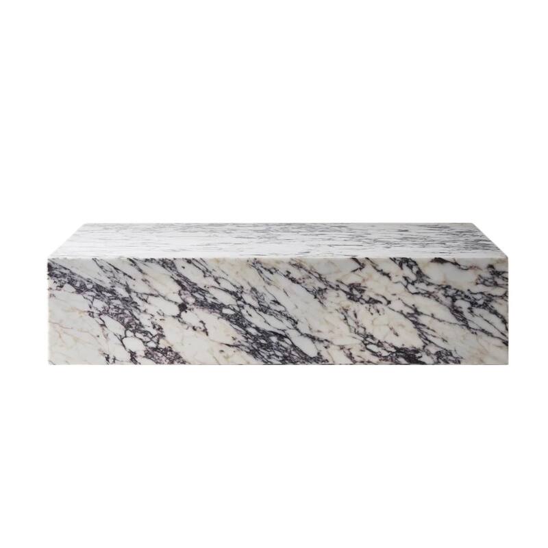 Genuine Marble Block Coffee Table - Calacatta Viola Marble, 54" Extra Large