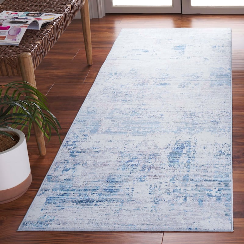 SAFAVIEH Tacoma Machine Washable Slip Resistant Aristeia Modern Abstract - 2' 6" x 6' - Grey/Light Blue - Rectangle