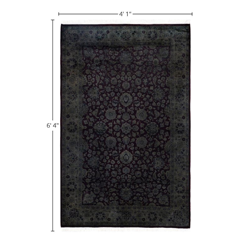Overdyed One-of-a-Kind Hand-Knotted Area Rug - Gray - 4' 1" x 6' 4"