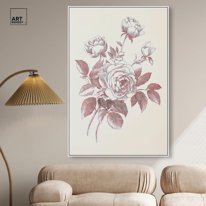 Breezy Red Pencil Blooms II Canvas by Art Remedy