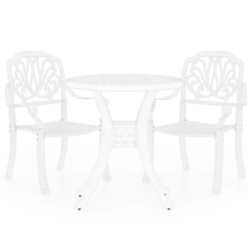 Kasa Outdoor 3pc Bistro Breakfast Set, 2 Chairs, 1 Table, White Metal