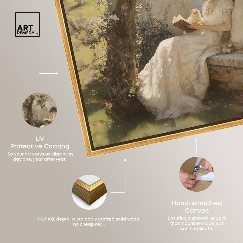 Reading With Her Cat Canvas by Art Remedy