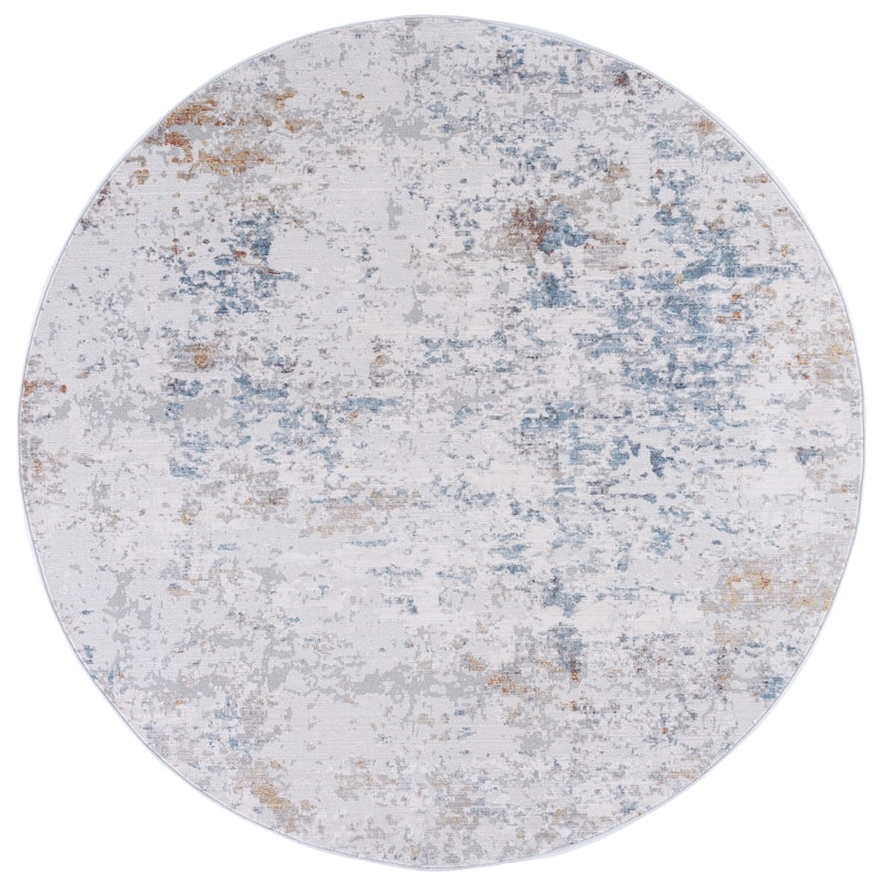 SAFAVIEH Elwood Audur Modern Abstract Rug - 6'5" Round - Ivory/Grey