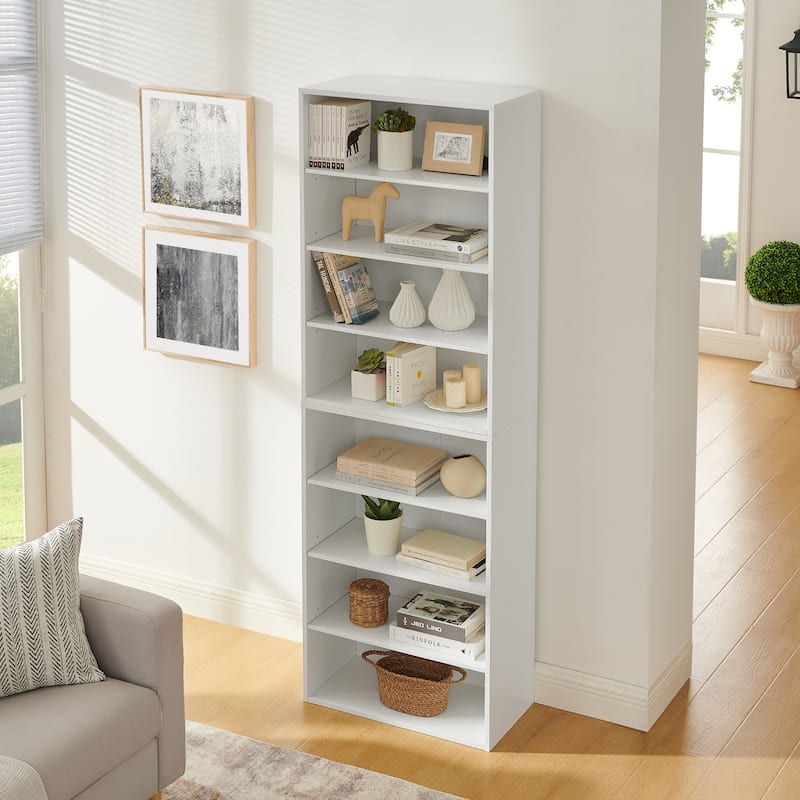 8-Tier CD/DVD Storage Bookcase - Adjustable Shelves, Convertible into Two 4-Layer Shelves for Home or Office