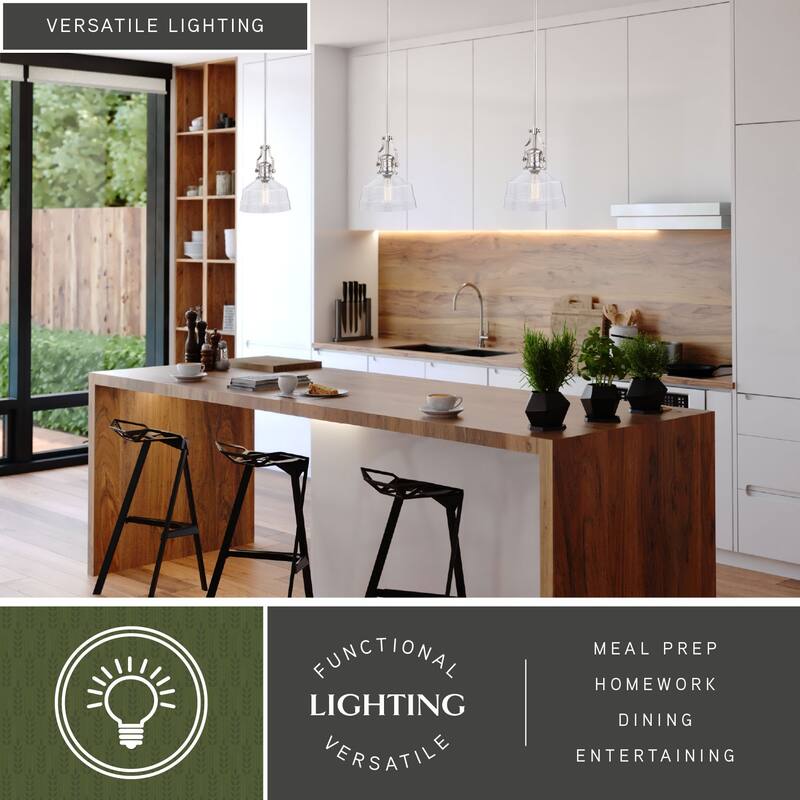 Beloit Farmhouse Kitchen Island Mini Pendant Ceiling Light Clear Seeded Glass