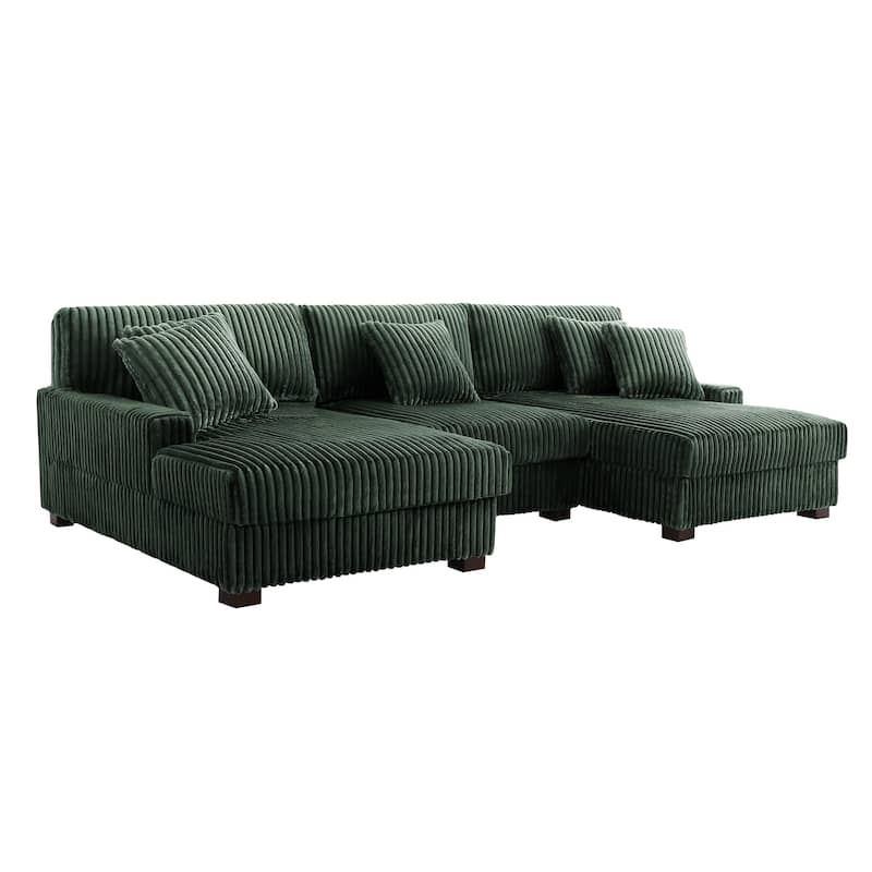 118.4"W Plush Modular Sectional Sofa with Pillows