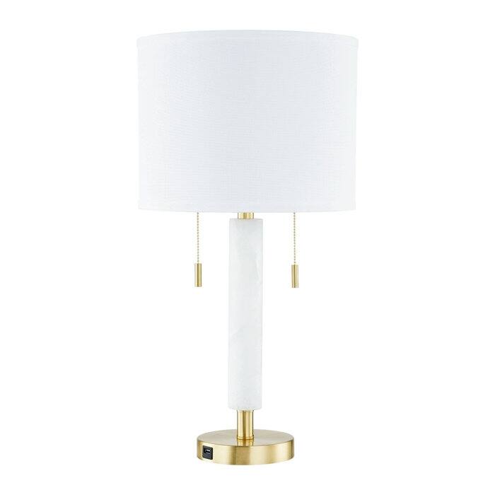 26'' Alabaster Table Lamp Set with USB