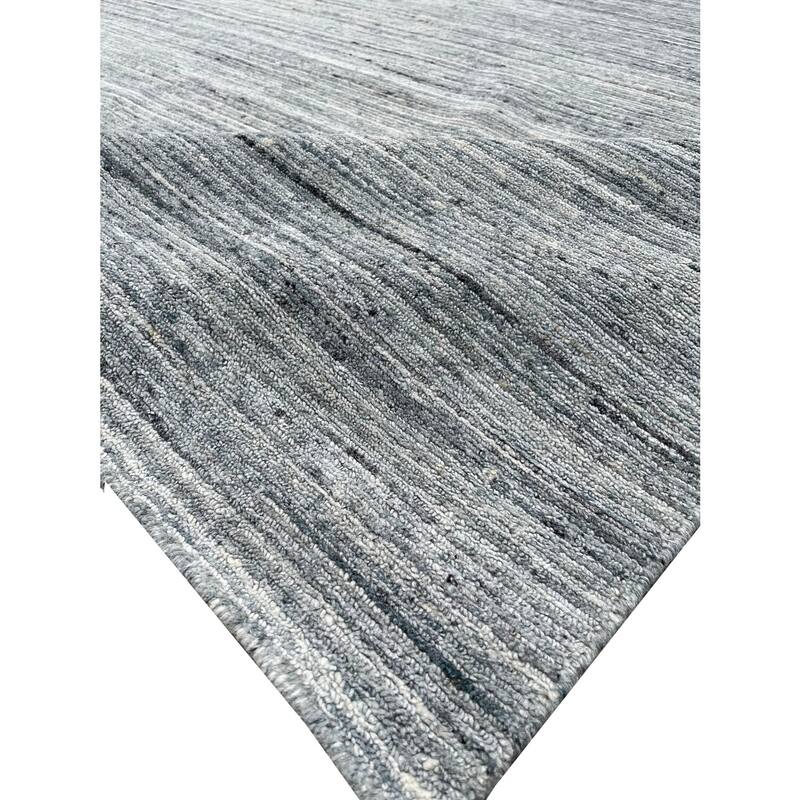Natural Grey Hand-Knotted Wool Modern Lori Baft Gabbeh Solid Color Rug, 10' x 14', plush elegant accent - L