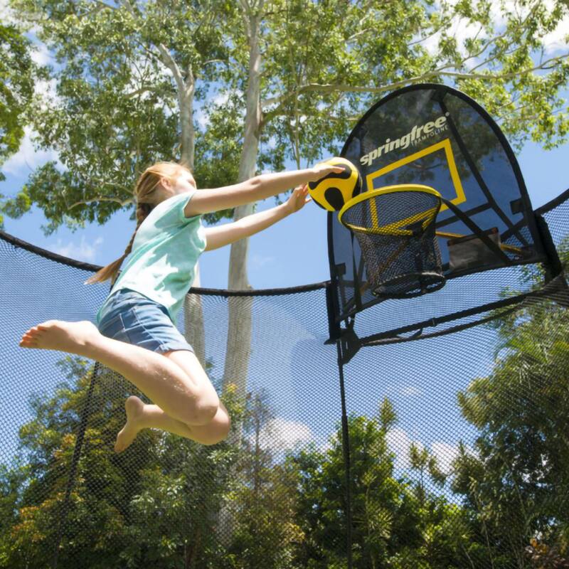 Springfree Trampoline 12' x 19' Trampoline with Basketball FlexrHoop and Ladder - 323