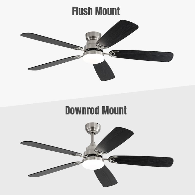 48" and 52" Integrated LED Ceiling Fan with Light and Remote, Reversible DC Motor