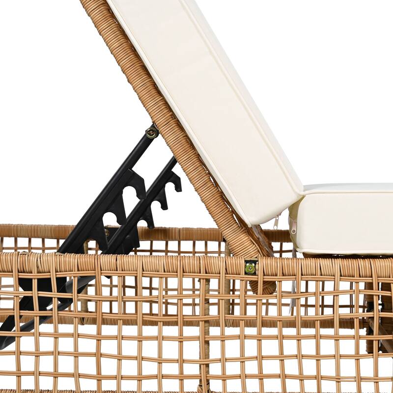Outdoor Rattan Daybed Sunbed with Adjustable Back & Wheels