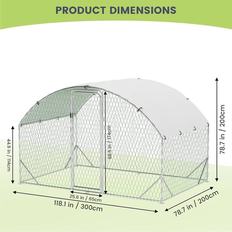 Waterproof Metal Chicken Run, Walk-in Poultry Cage for Yard, Farm
