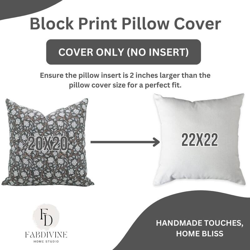 Fabdivine Black Soft Bohemian Handmade Block Print Office Accent Pillow Cover