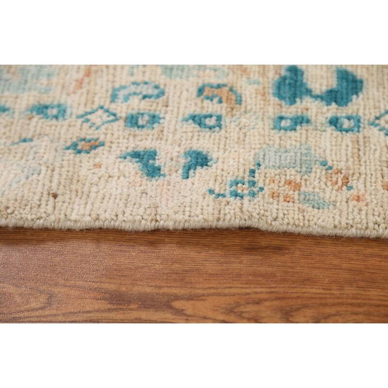 Hand Knotted Oriental 100% Wool Carpet Transitional Floral Beige & Ivories Oushak Area Rug - 2' 11'' X 2' 0''