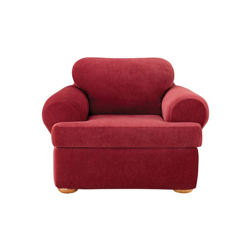 SureFit Stretch Pique 2 Piece T Cushion Chair Slipcover