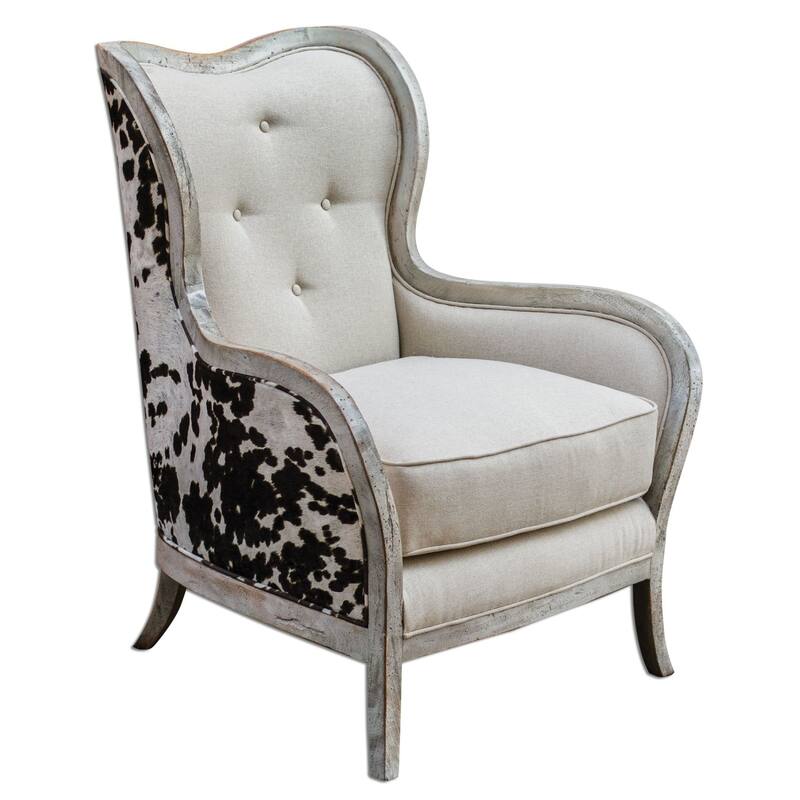 Uttermost Chalina Velvet Chair - Wood and Linen