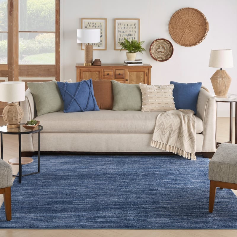 Nourison Modern Solid Indoor/Outdoor Area Rug - 7' Square - Navy
