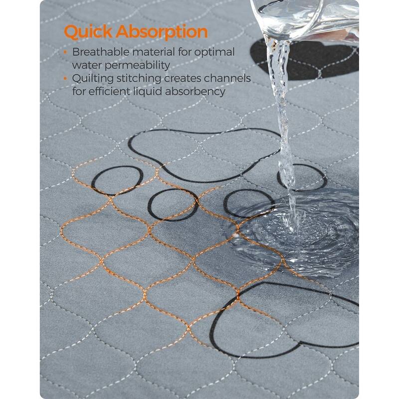 Gray Polyester Washable 2-Pack Dog Pee Pads with Waterproof Backing