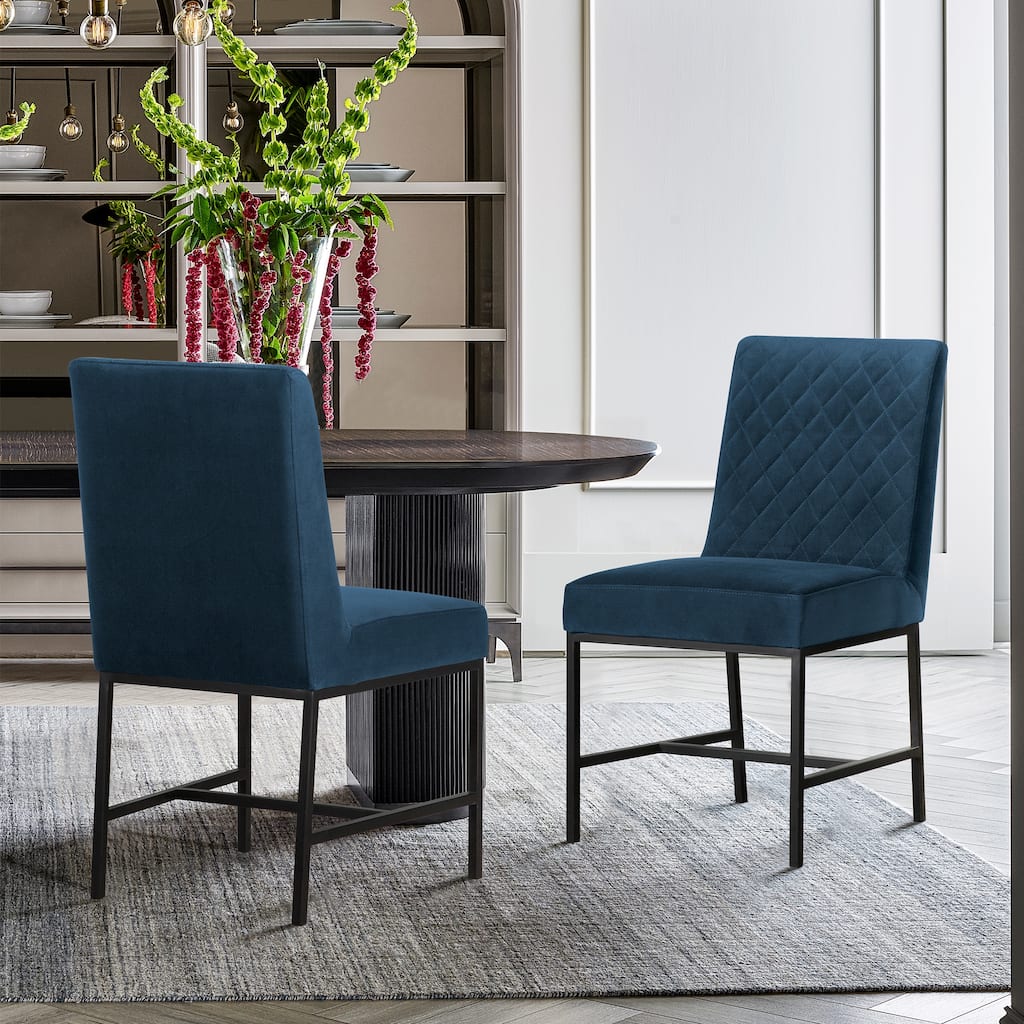 Napoli Velvet and Black Leg Modern Accent Dining Chair- Set of 2