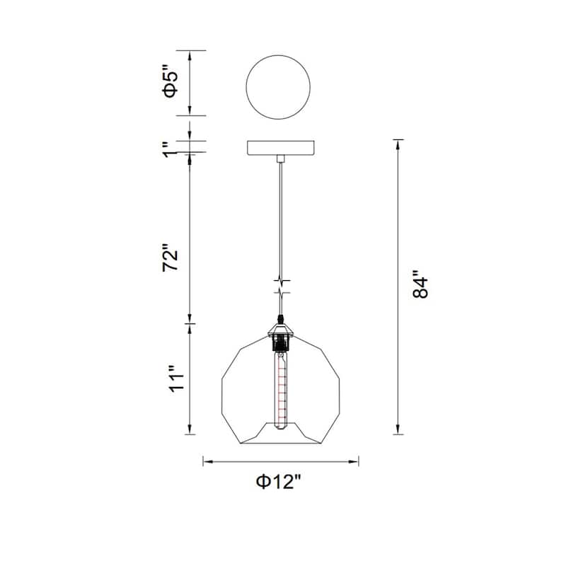 Glass 1 Light 12in Amber Down Mini Pendant - Transparent Amber