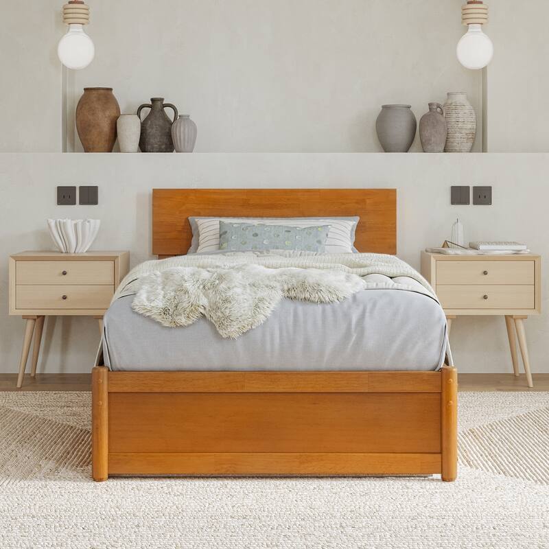 Wesley Platform Bed with Panel Footboard and Twin XL Trundle