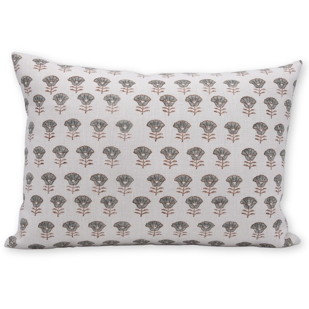 Linen White Farmhouse Block print pillow Cover - Kohinoor