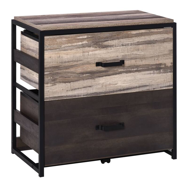 Vinsetto Lateral File Cabinet with 2 Drawers, Hanging Filing Folder, Industrial Home Office Organizer for A4 Letter Legal Size