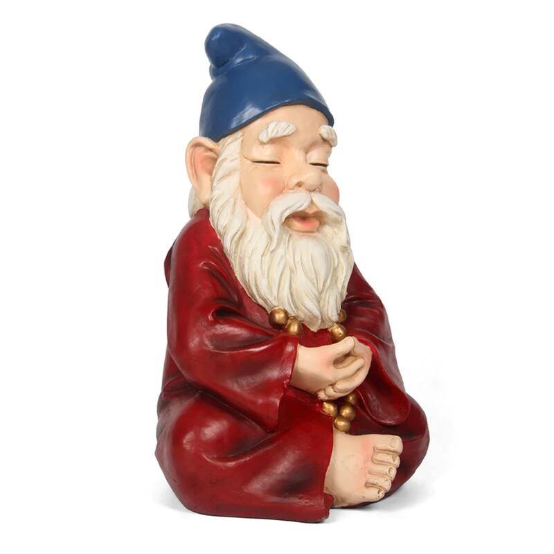 15" Sitting Zen Gnome Outdoor Garden Statue