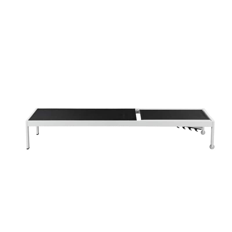 Edie 76 Inch Outdoor Adjustable Chaise Lounger, Metal, Black Textilene