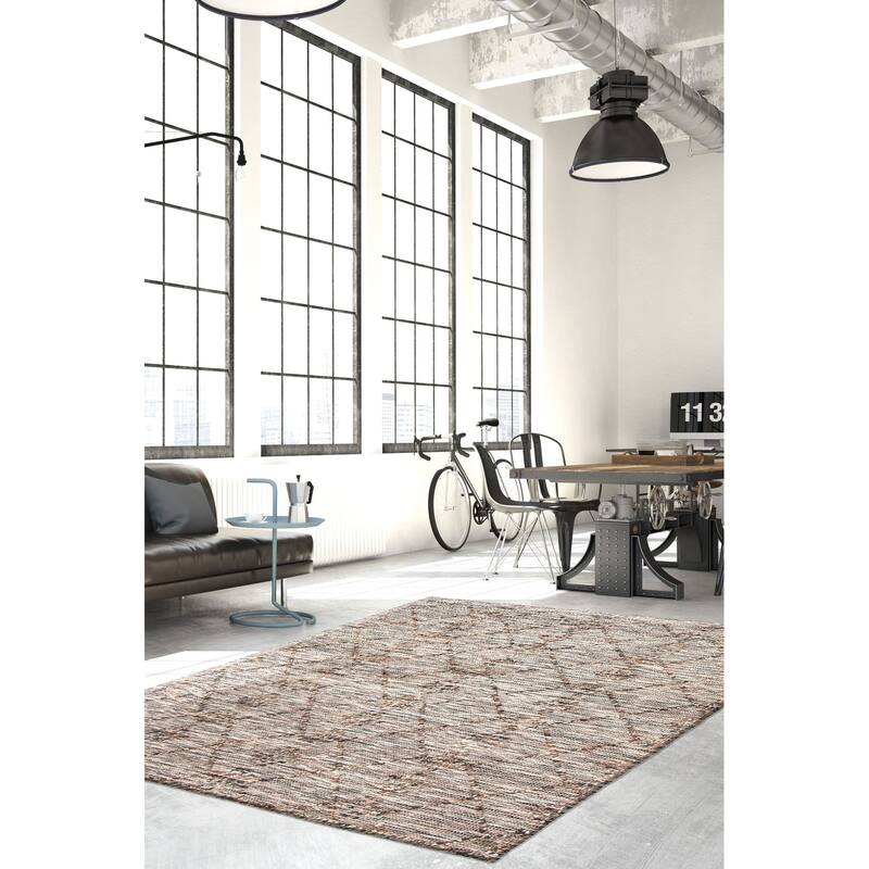ECARPETGALLERY Braid weave Sienna Brown Wool Rug - 5'2 x 7'2