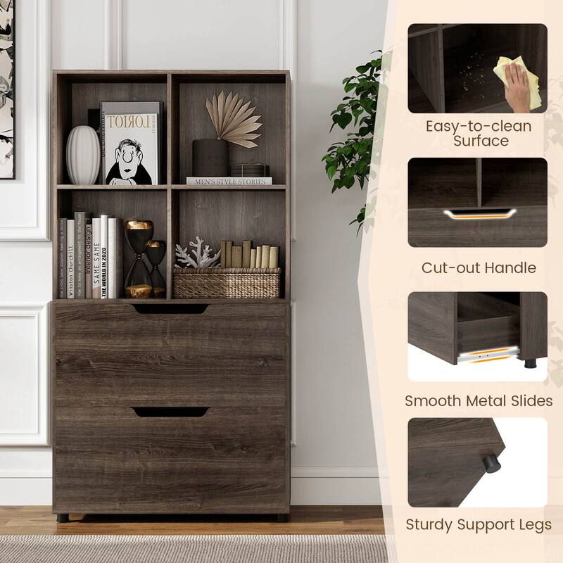 Costway 51” 5-Tier 4-Cube Bookcase with 2 Drawers for Living Room, - See Details