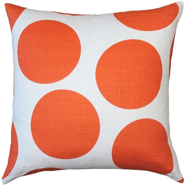 Tuscany Linen Orange Circles 22x22 Throw Pillow with Polyfill Insert