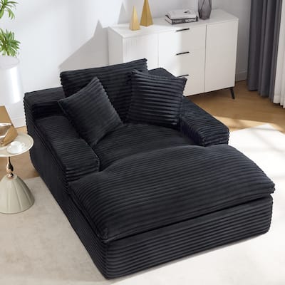 67" Upholstered Full Foam Chaise Lounge Chair Convertible Sofa Bed with Pillows, No Assembly Required - 49'4"x67'3"x25'6"