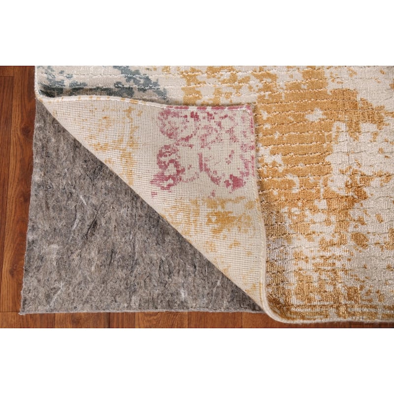 Gold Abstract Contemporary Foyer Rug Hand-Knotted Wool Carpet - 2'0"x 3'0"