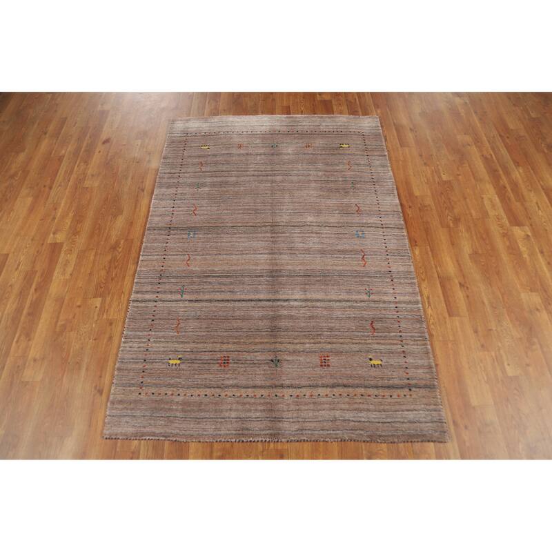 Tribal Gabbeh Indian Rug Hand-Knotted Multi-Color Wool Carpet - 3'10" x 5'8"