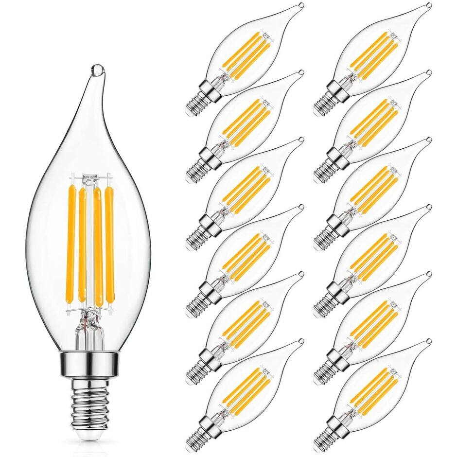 Dimmable LED LIGHT BULBS E1211060W 2700K ( 12 Pack ) Clear Bed