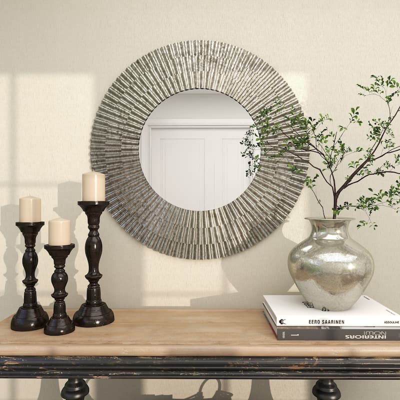 Metal Wall Mirror - Gray - Roche River Decor - 2"W x 37"L x 37"H
