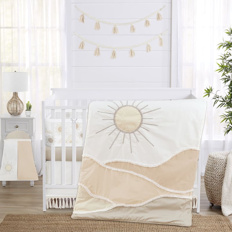 Boho Desert Sun Taupe Boy Girl Neutral Sweet Jojo Designs 6p Crib Bedding + BreathableBaby Breathable Mesh Liner
