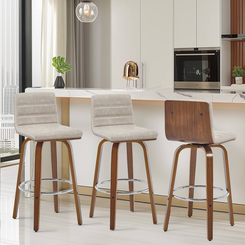 Faux Leather Upholstered Swivel Bar Stools, Counter Stool