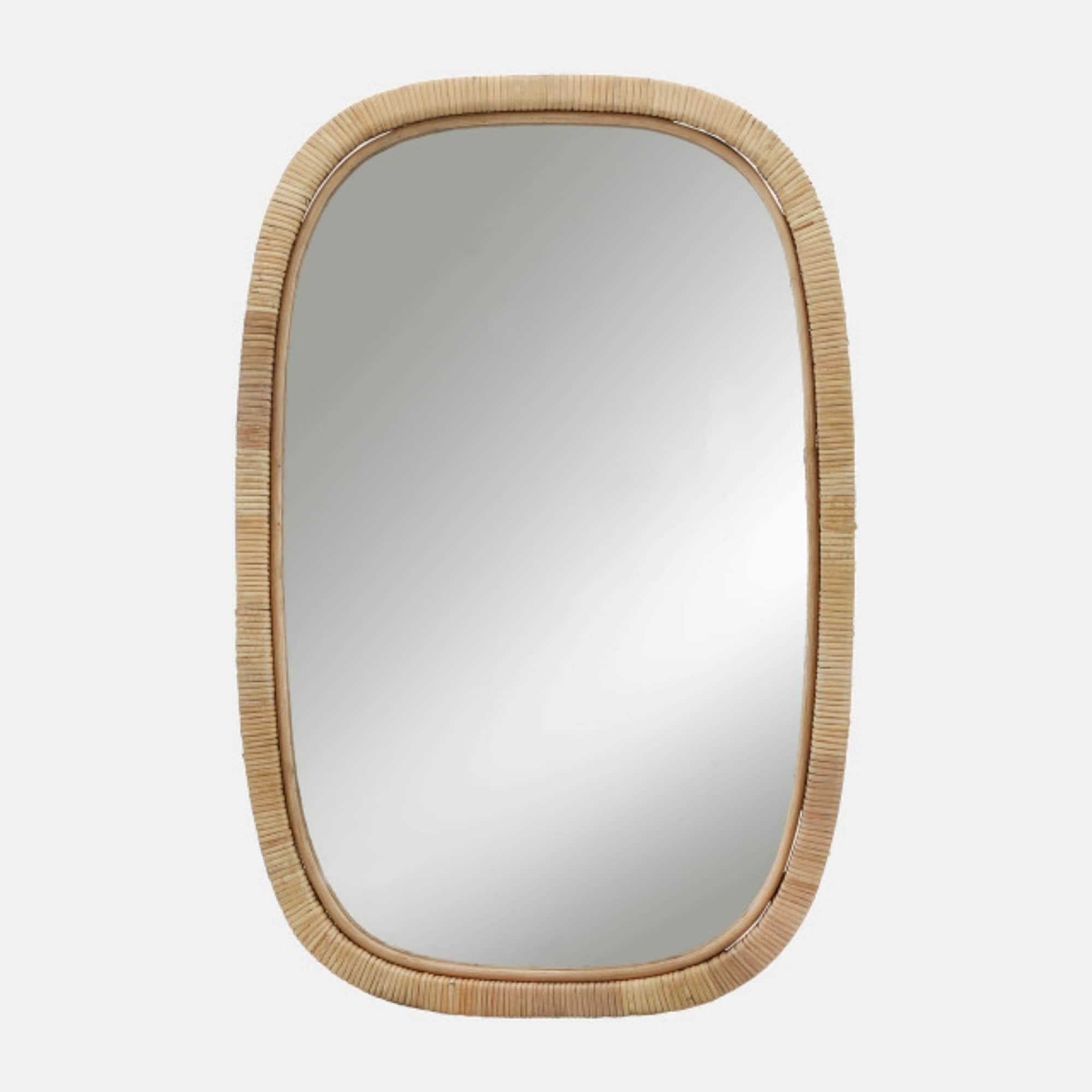 Wooden Framed Rectangular Wall Mirror - 36" - Brown