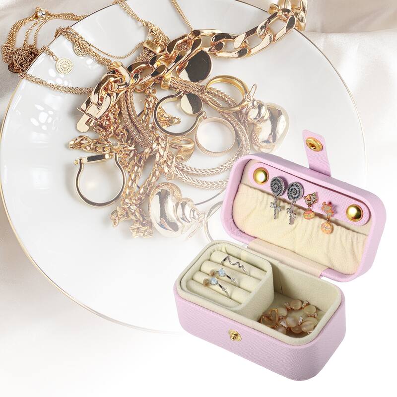 Mini Square Jewelry Box Jewelry Organizer Box for Travel for Trip 1 Pcs - Purple