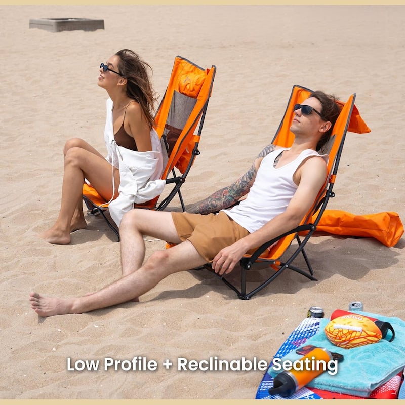 Arrowhead KKS0363U Orange Recline Folding Beach Chair 2 Pcs