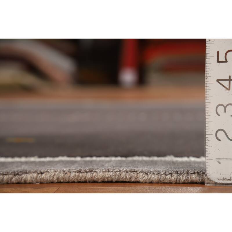 Hand Knotted Oriental 100% Wool Carpet Tribal Tribal Greys & Charcoal Gabbeh Area Rug - 7' 10'' X 5' 5''