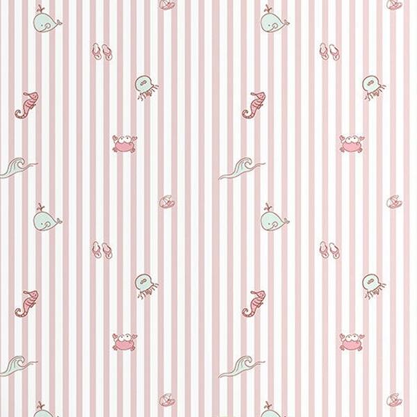 pink striped wallpaper nursery