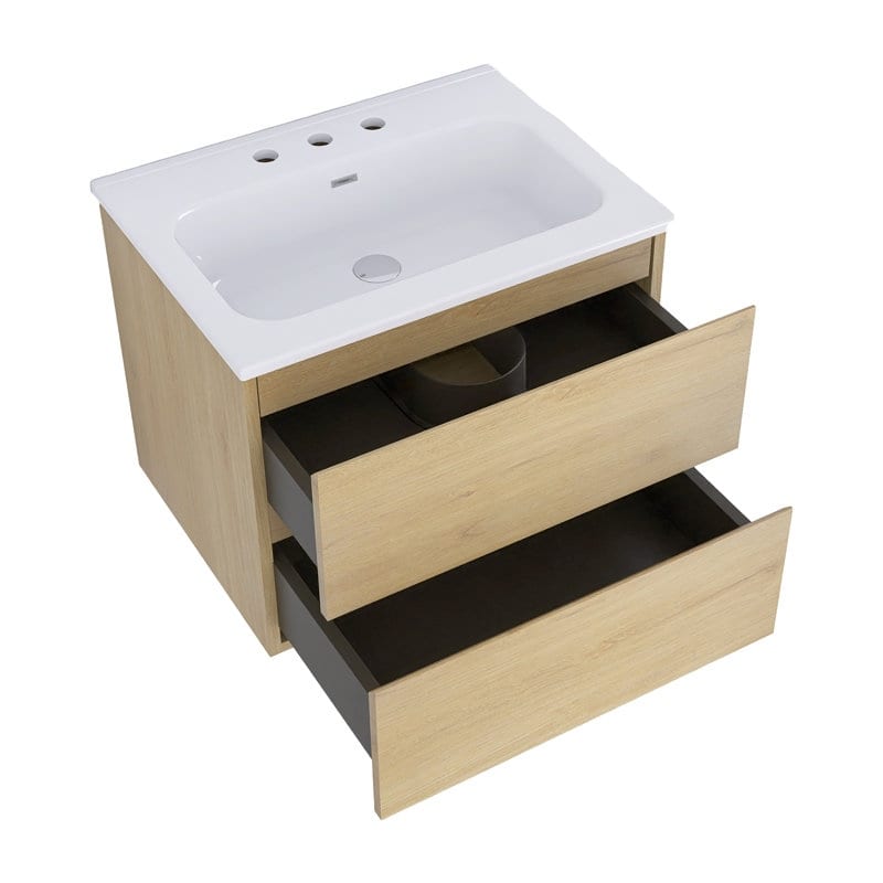 24 inches Wall-mounted Bathroom Vanity Set with White Ceramic Integrated Sink - 24" x 18"