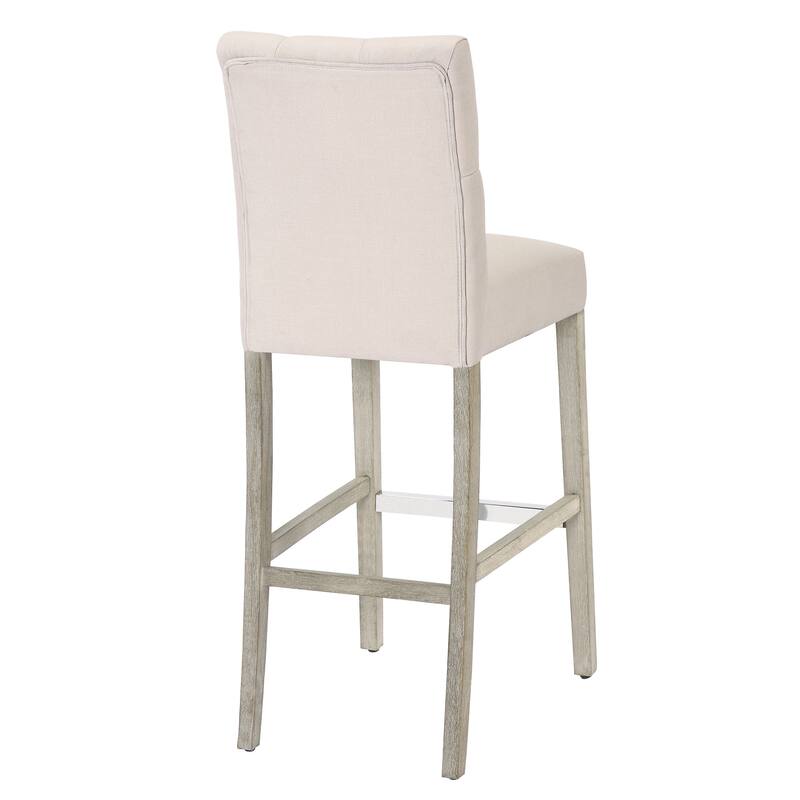 Carter 29" Button Tufted Bar Stool (Set of 2) Antique Gray Finish