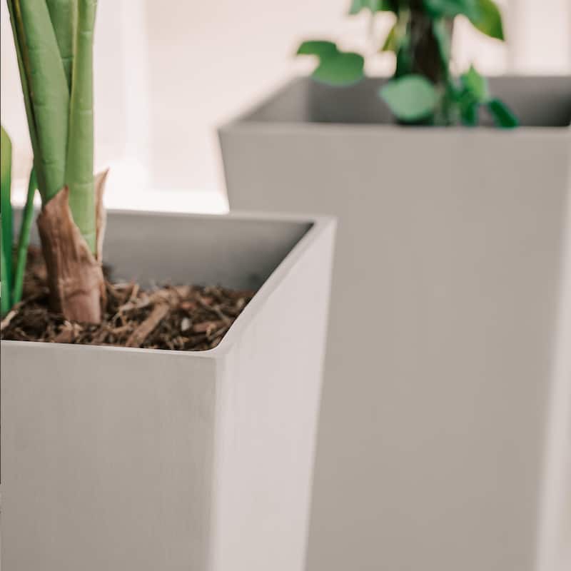 XBrand Modern Square Tapered Planter – 28" or 30" Tall, Indoor & Outdoor Use