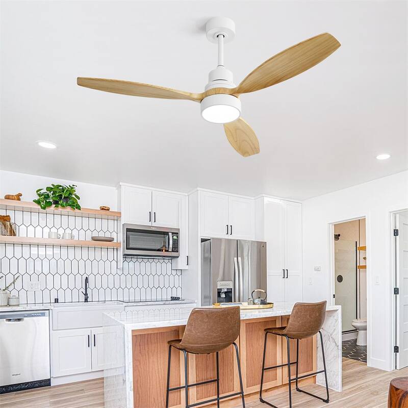 52 Inch Indoor Modern Ceiling Fan Remote Control with Led Light