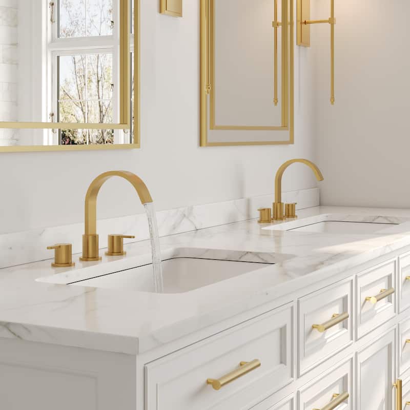 3-hole installation widespread bathroom faucet with dual lever handles