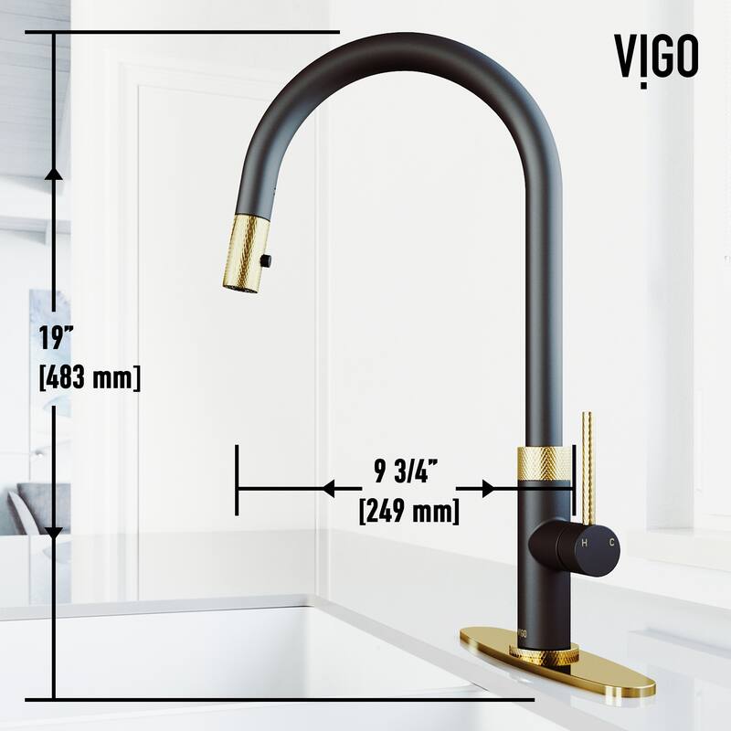 VIGO Bristol 19" H Single Handle Pull-Down Sprayer Kitchen Faucet